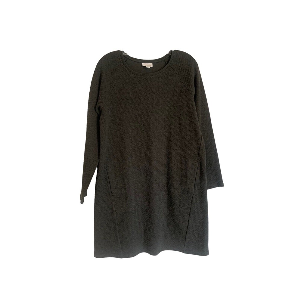 Pure Jill Sz Petite S Green Pockets Knit Dress Dolman Sleeves Cotton & spandex